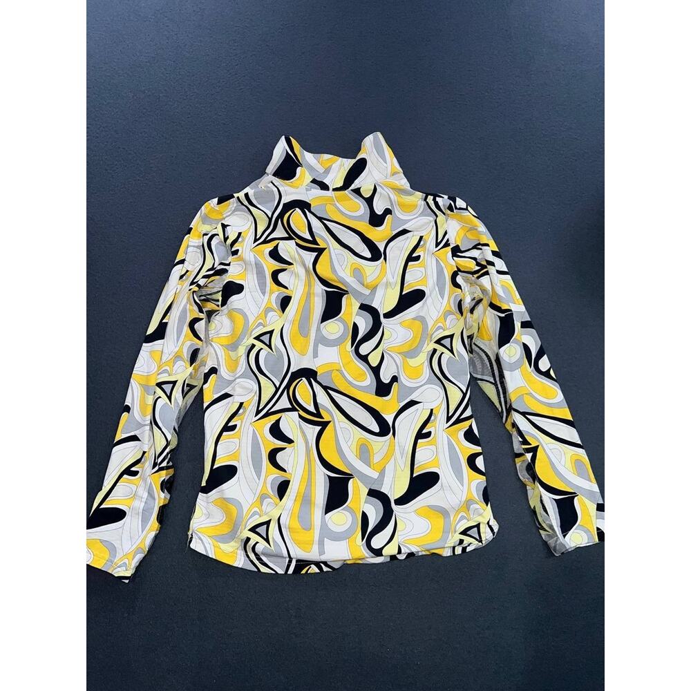Icikuls Medium golf nylon Yellow Y2k Geometric 1/4 Zip Top A009181 - Picture 6 of 7